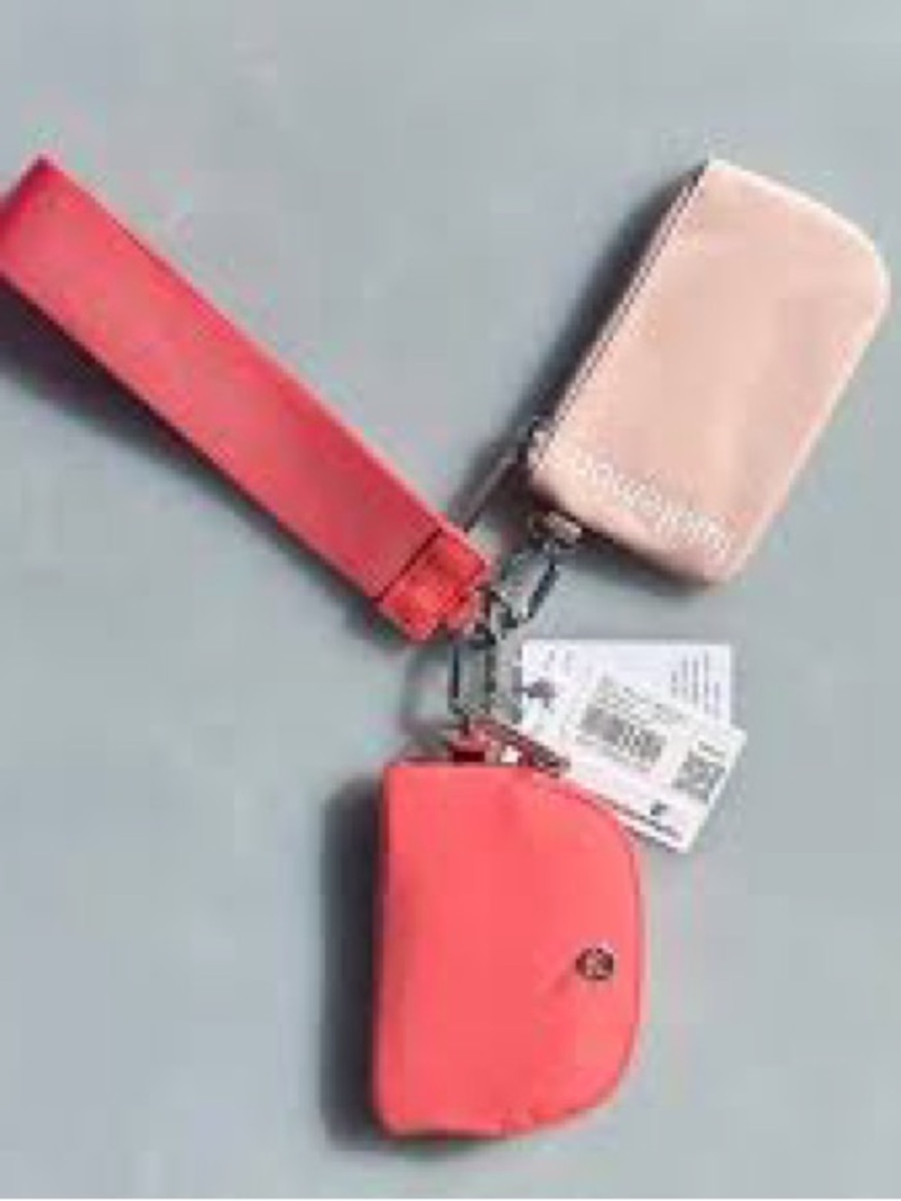 Lululemon athletica Wristlet Keychain Set Pink mist raspberry cream pouch wallet - Picture 2 of 2